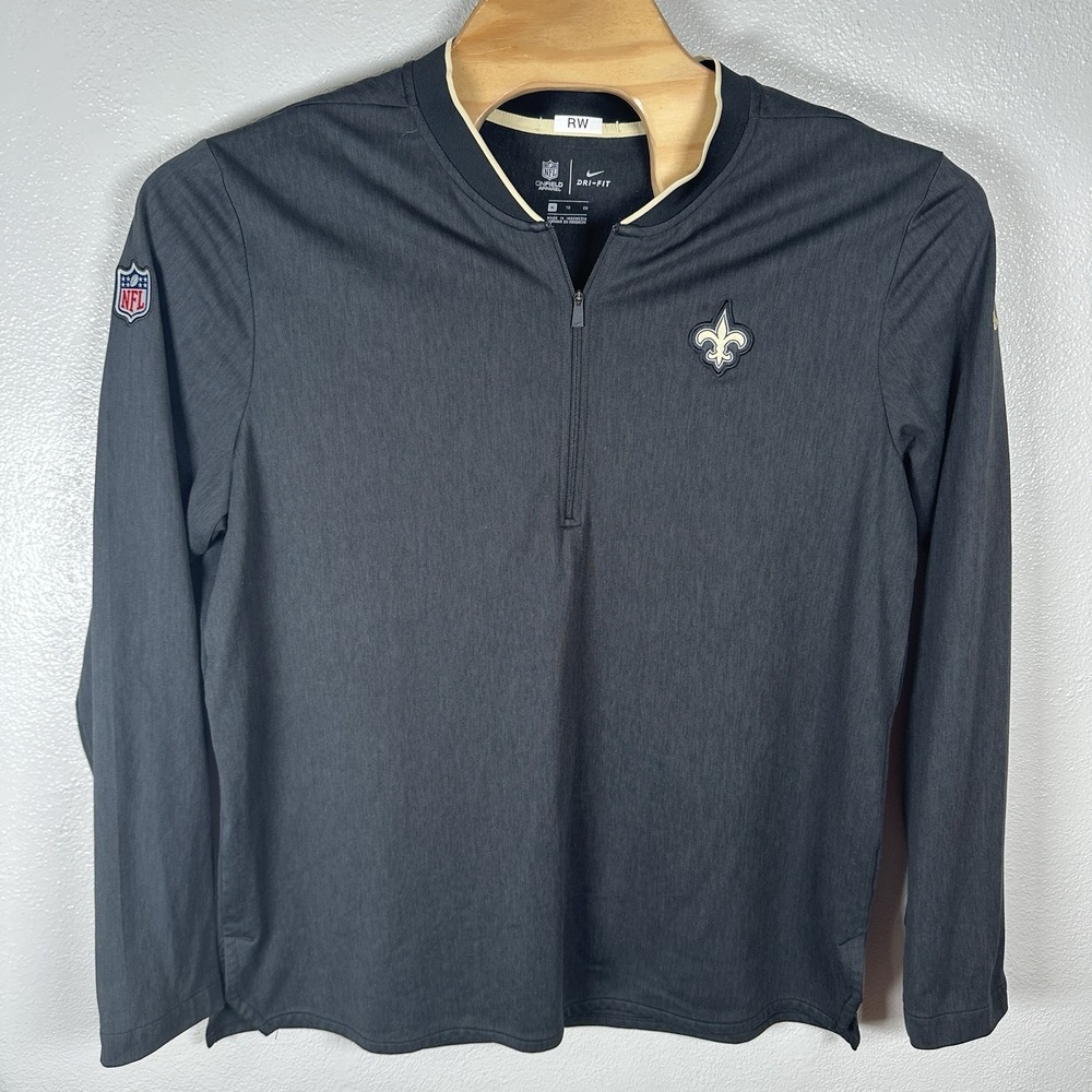Nike On Field New Orleans Saints 1/4 Zip Pullover Mens XL Gray NFL Performance - Picture 2 of 7
